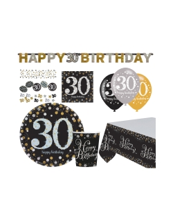 Party Set Sprakl.Celb.Oro 30: Plat, Vas, Serv, Mant, Guirn... 